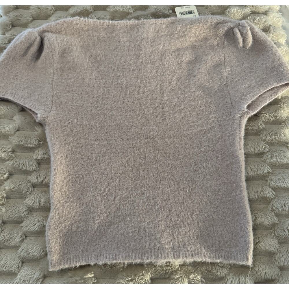 Free People Fuzzy Knit Short Sleeve Cropped Sweater Top Soft Pink Size XS - Picture 6 of 10